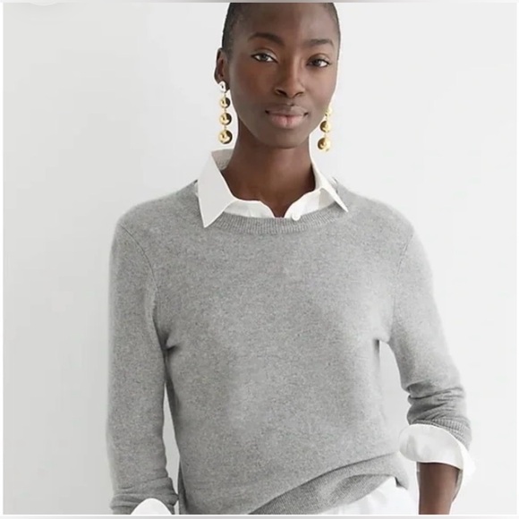 J.Crew Re-imagined Cashmere Classic-Fit Crewneck Sweater - heather ash - Picture 2 of 12